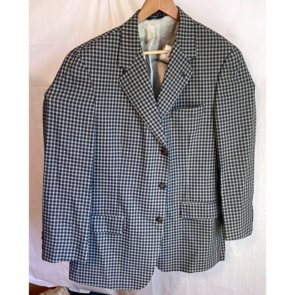 Nathan David Nordstrom Mario Zegna Super 100s Wool Gingham Blazer Sport Coat
